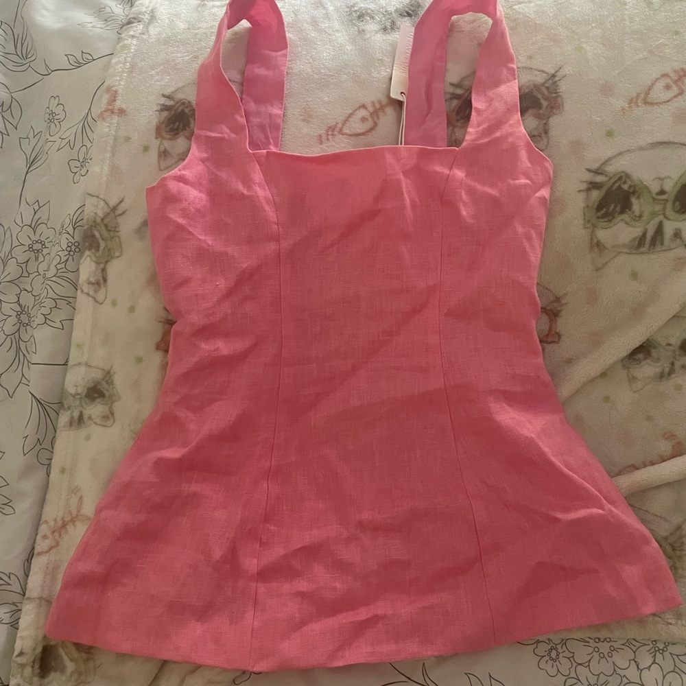 Olivaceous Pink Fitted Bustier Tank Top